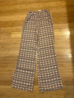 Honey Punch Boho Aztec Print Wide Leg Flare Pants 70s Hippie M